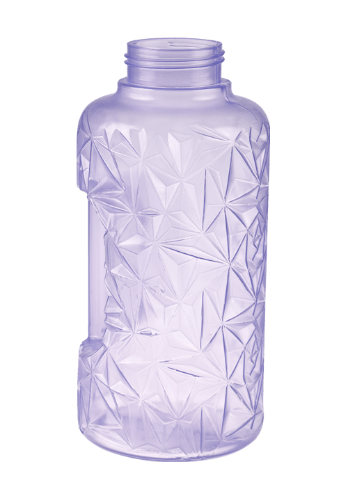 бутылка с водой полигональной формы цвета 1Л ПП прозрачная с ручкой